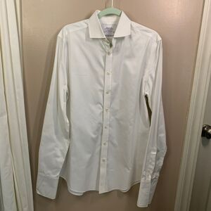Charles Tyrwhitt Non-Iron Slim Fit White Dress Shirt  Neck 15.5 French Cuff